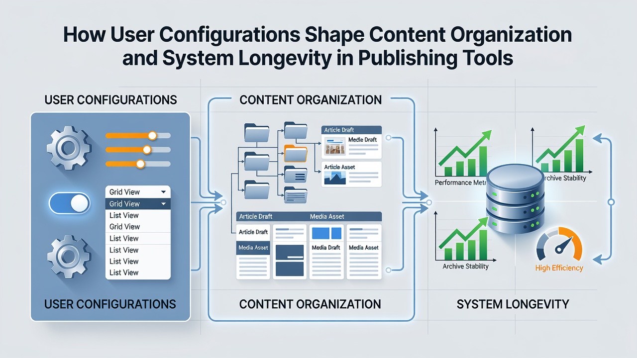 Screenshot of advanced publishing tool settings for system maintenance and content categorization