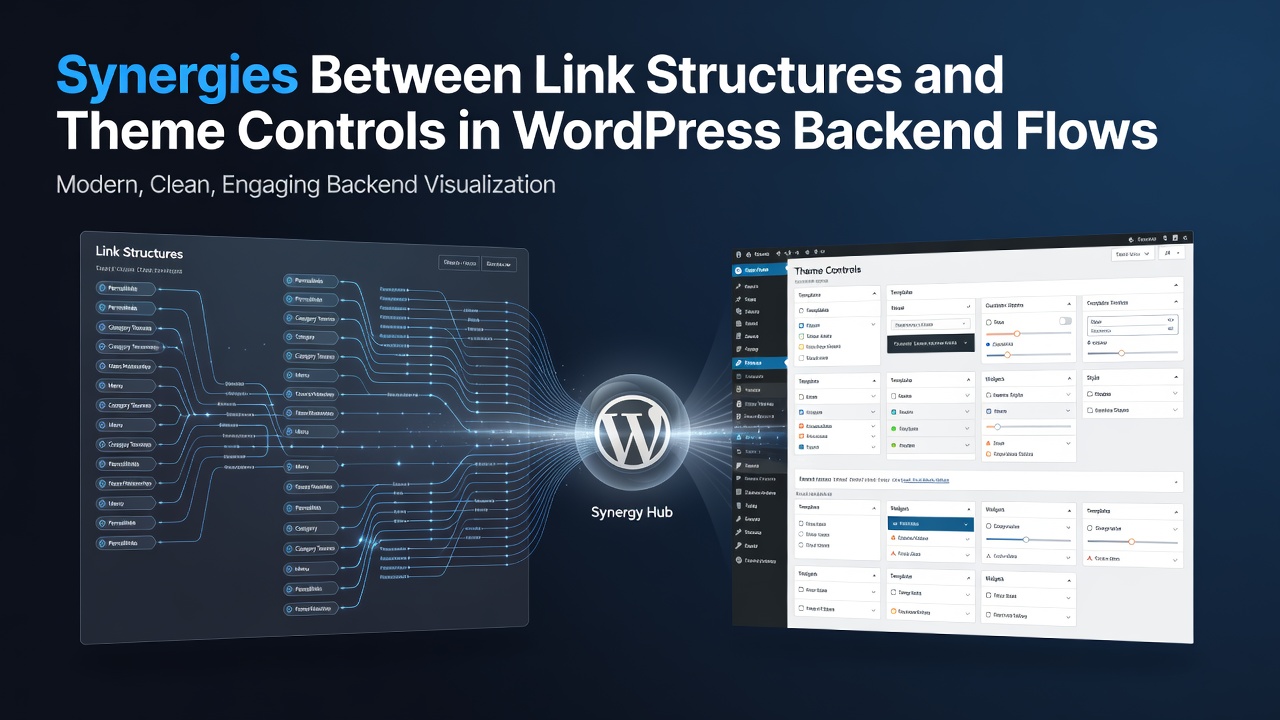 WordPress admin dashboard showing link manager and theme customizer panels side by side